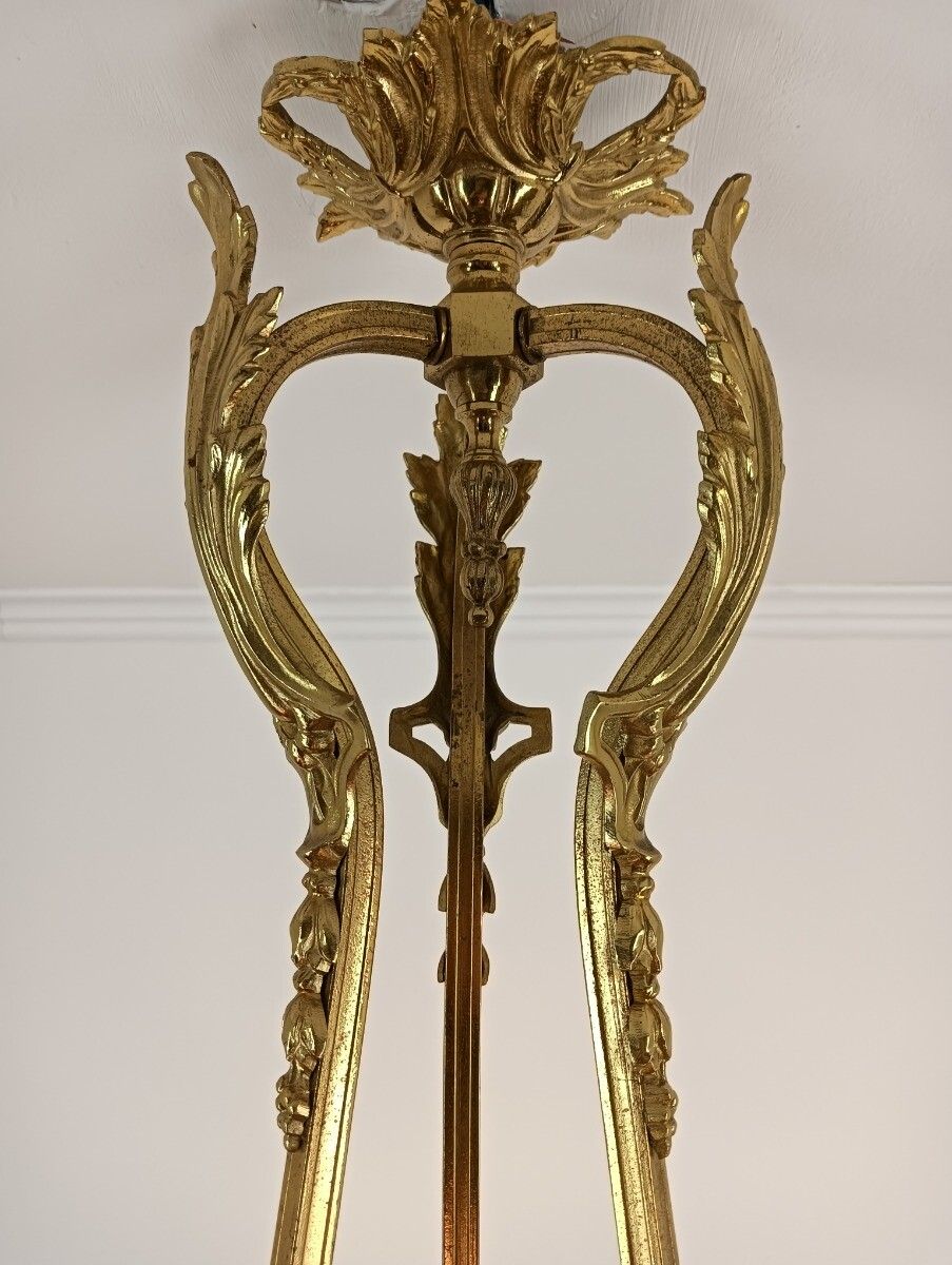 Bohemian Chic Bronze Dore Brass Chandelier Spaghetti Prisms Flower Shades 6 Ligh photo buy