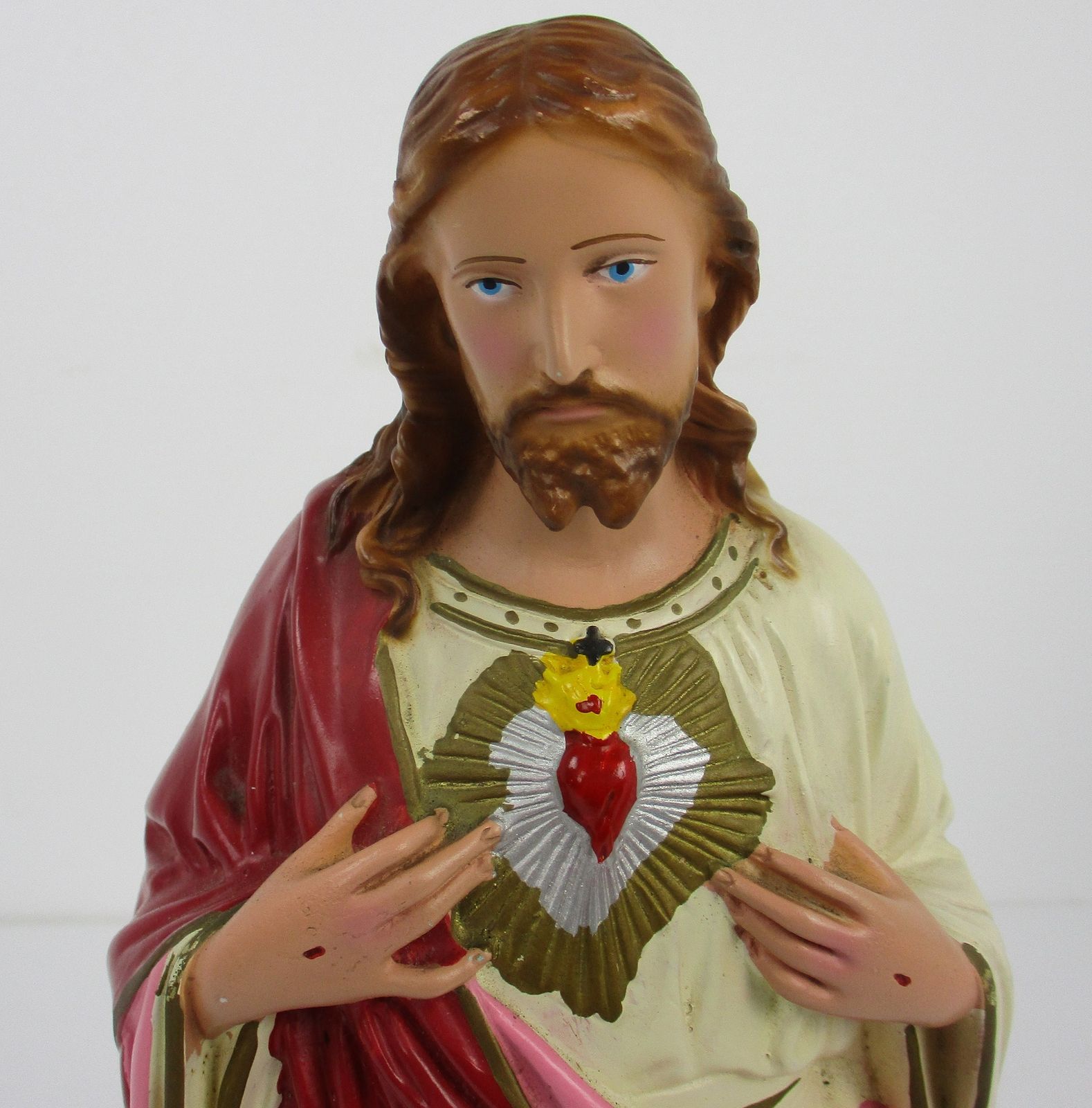 Vintage Statue Jesus Christ Savior Sacred Heart Holy Heart Resin Italy Lovely photo furniture