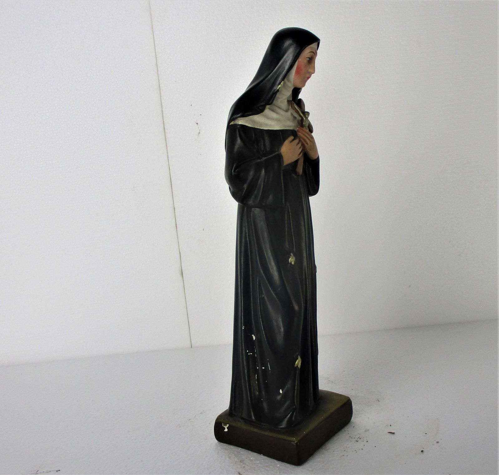Htf Statue St Saint Rita Of Cascia Plaster Patroness Impossible Causes Bees 16.7 photo Art