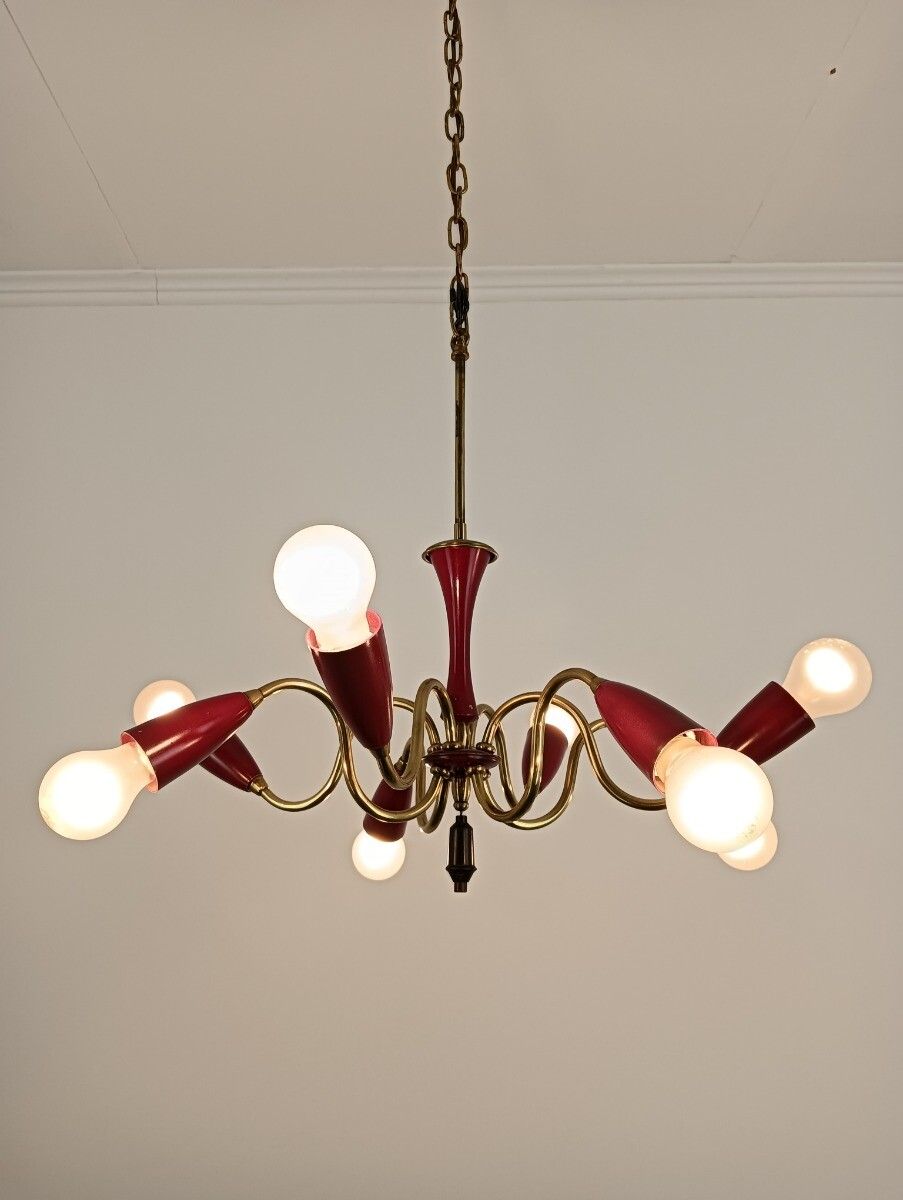 Spider Italian 8 Arm Light Sputnik Atomic Chandelier  Era Stilnovo Pop Art Vinta photo furniture