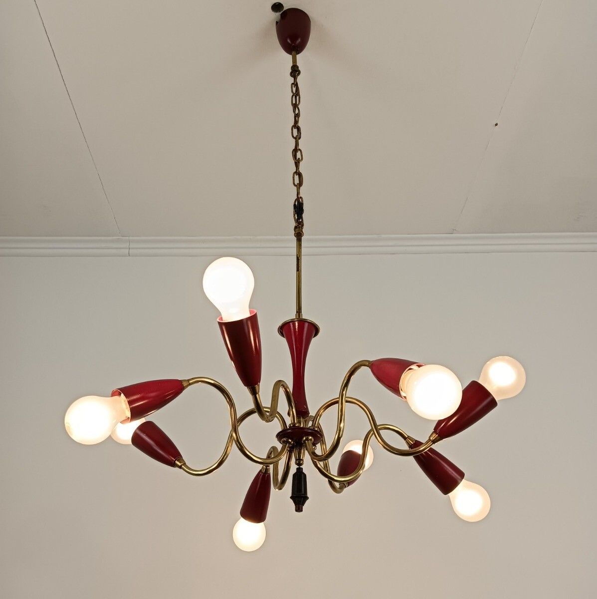 Spider Italian 8 Arm Light Sputnik Atomic Chandelier  Era Stilnovo Pop Art Vinta photo Lighting