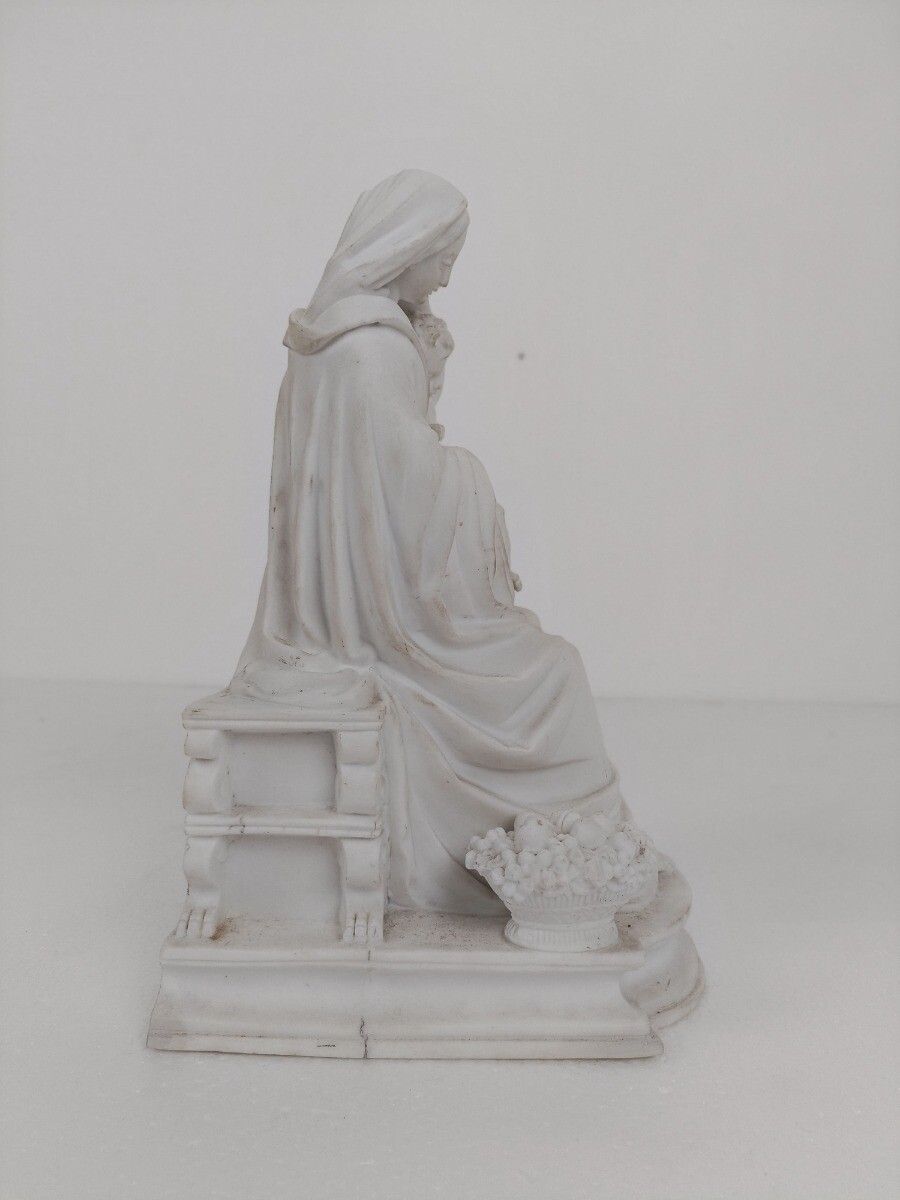 French Antique 1900 Bisque Statue Virgin Mary Our Lady Madonna Sedes Sapientiae photo vinterior