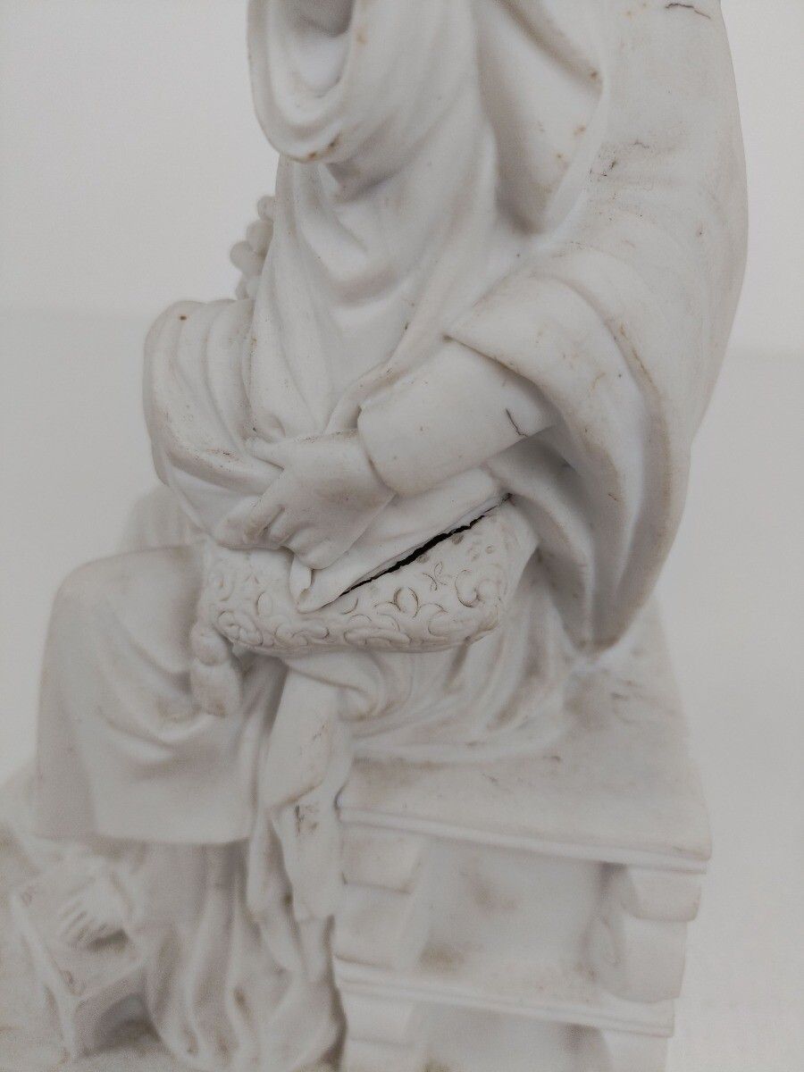 French Antique 1900 Bisque Statue Virgin Mary Our Lady Madonna Sedes Sapientiae photo vintage
