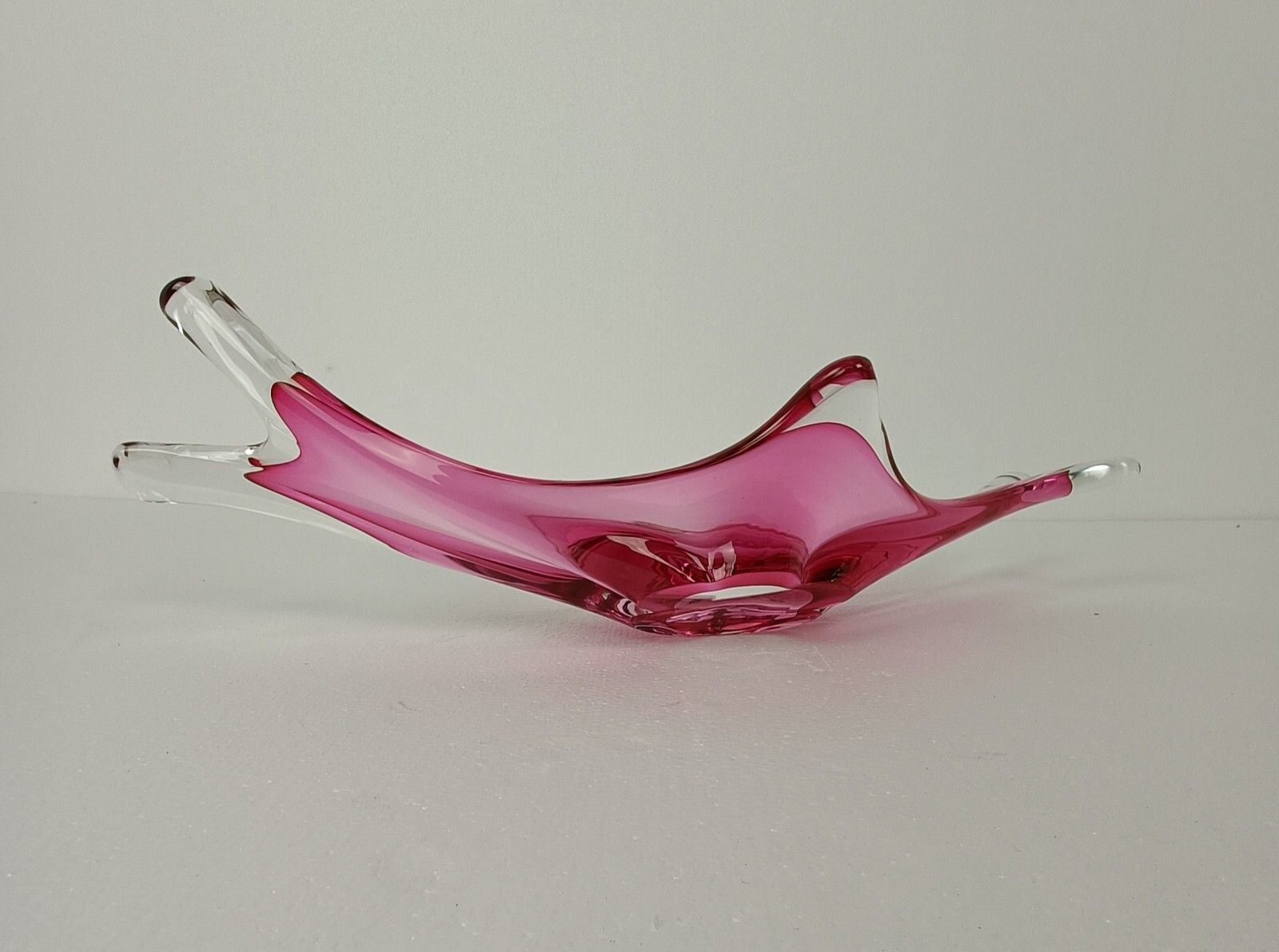Val St Lambert Belgium Bowl Dish Centerpiece Cranberry Clear Art Glass Stunning photo buy