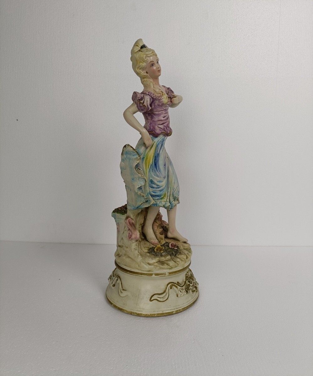 Large Figurine Statue Ceramic  Flower Girl Capodimonte Marked Italy photo furniture