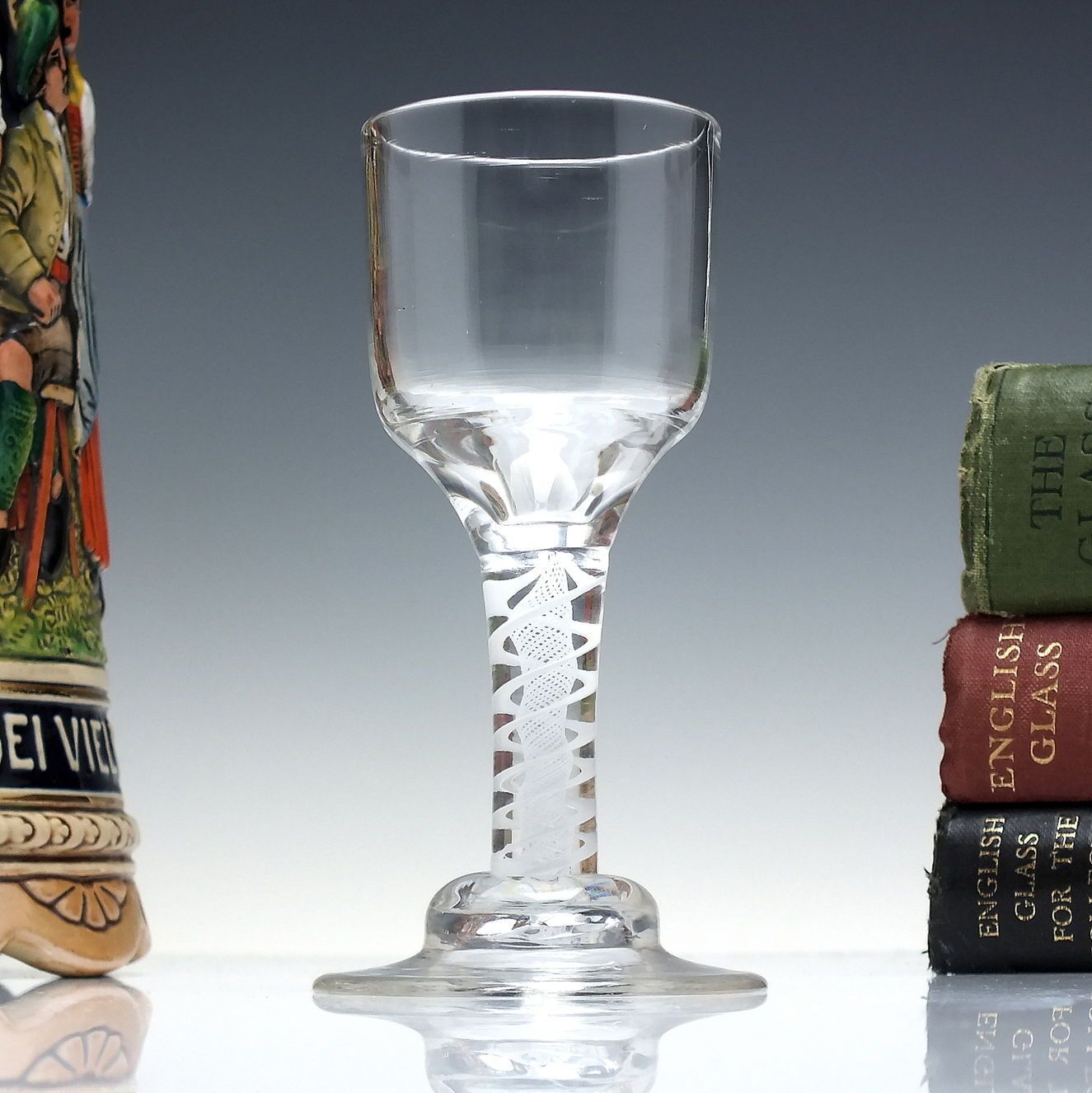 Rare Short Stem Opaque Twist Wine Glass With A Helmet C1760