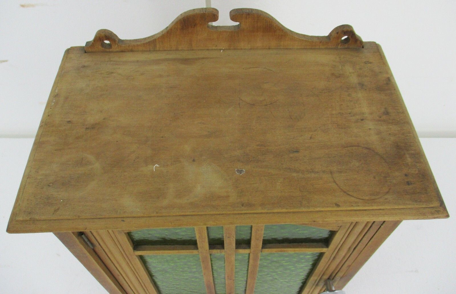 Apothecary Bathroom Medicine Kitchen Cabinet Wood Art Deco Green Glass Gorgeous photo for sale