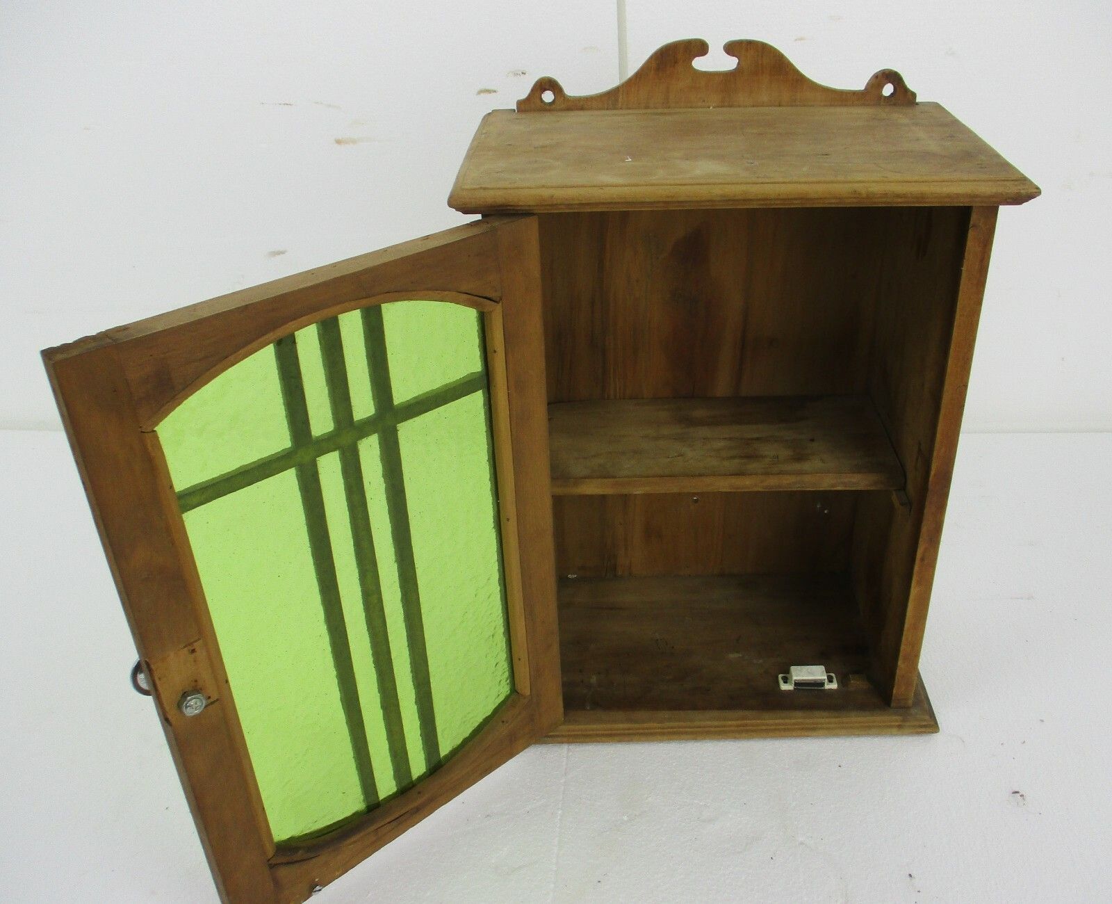 Apothecary Bathroom Medicine Kitchen Cabinet Wood Art Deco Green Glass Gorgeous photo buy