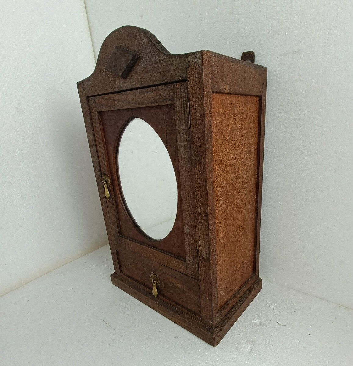 Antique Medicine Cabinet Apothecary Antique Oval Mirror Carved Wood Lovely Barn photo furniture
