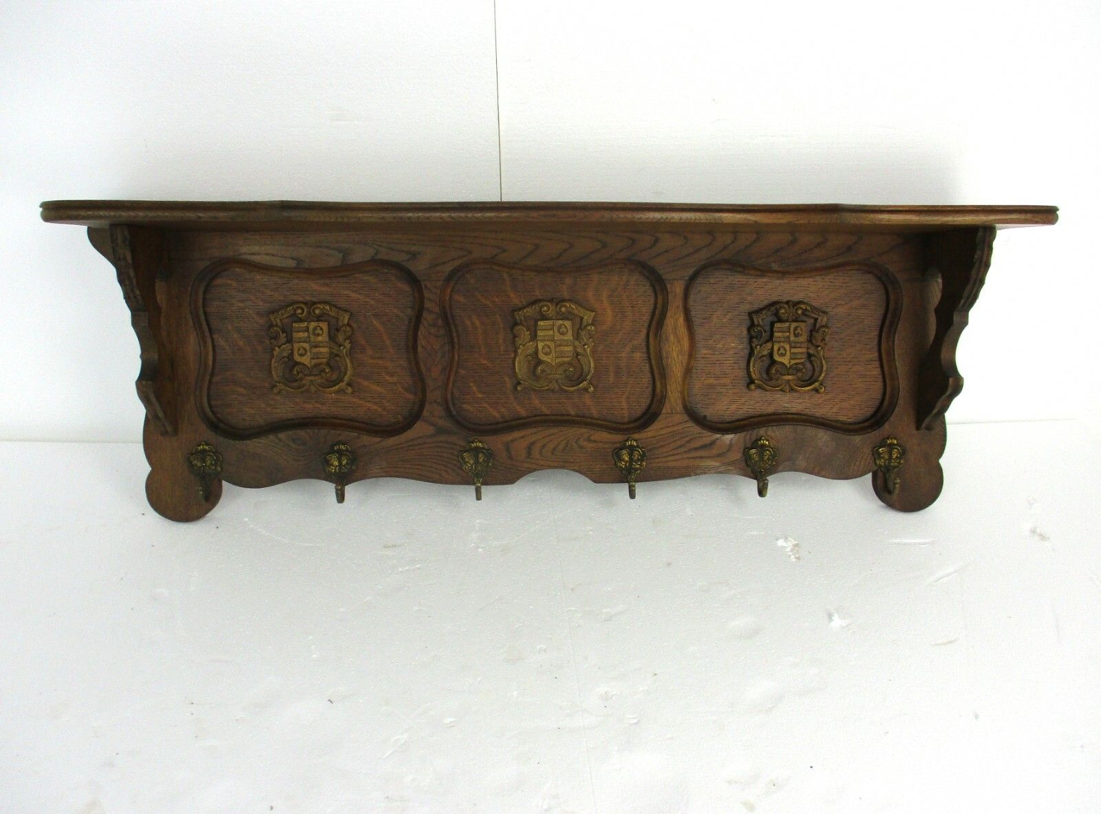 Xl Hand Carved Wood French Oak Coat Hat Kitchen Hallway Rack Antique  Shields photo furniture