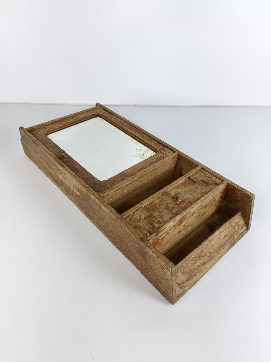 Medicine Apothecary Cabinet Wall Hanging Wood Beveled Glass Mirror, Antique photo buy