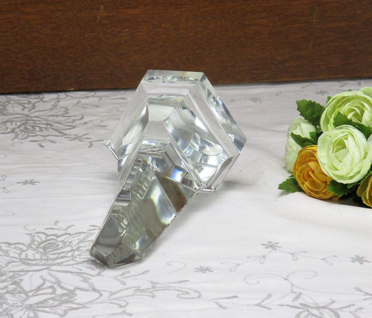 Val St Lambert Crystal Paperweight Trylon Obelisk Chalice Rare Belgium Lovely photo buy