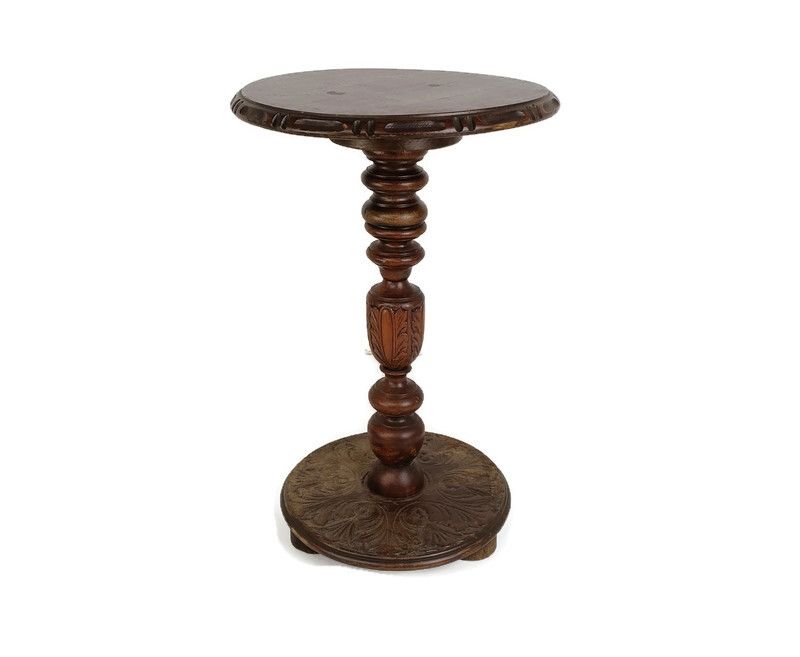 Hand Carved Wooden Pedestal Plant Stand Bonsai Stand Side Table Ornate Barn Styl