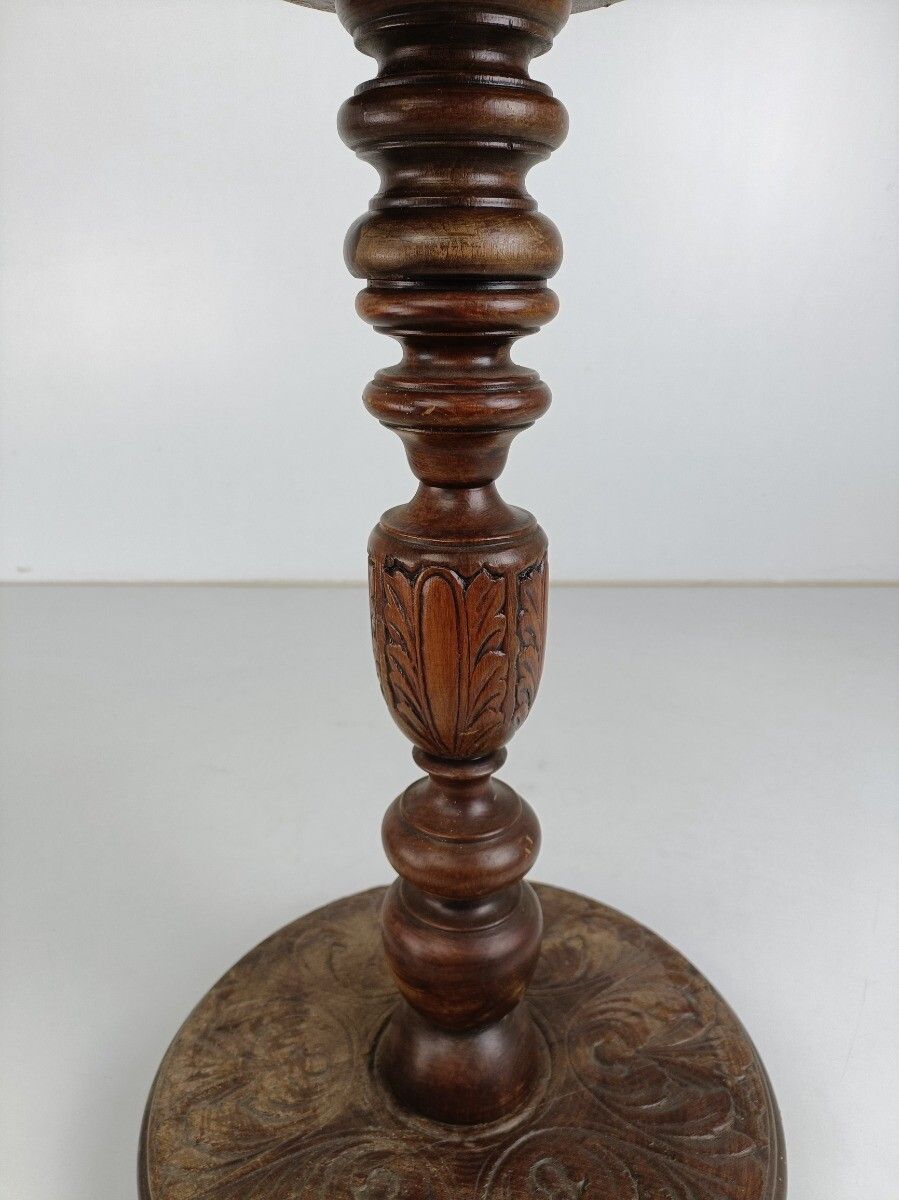 Hand Carved Wooden Pedestal Plant Stand Bonsai Stand Side Table Ornate Barn Styl photo Furniture