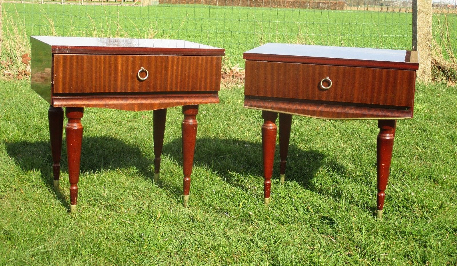 Pair Couple Vintage Nightstands End Tables Mid Century Modern Authentic