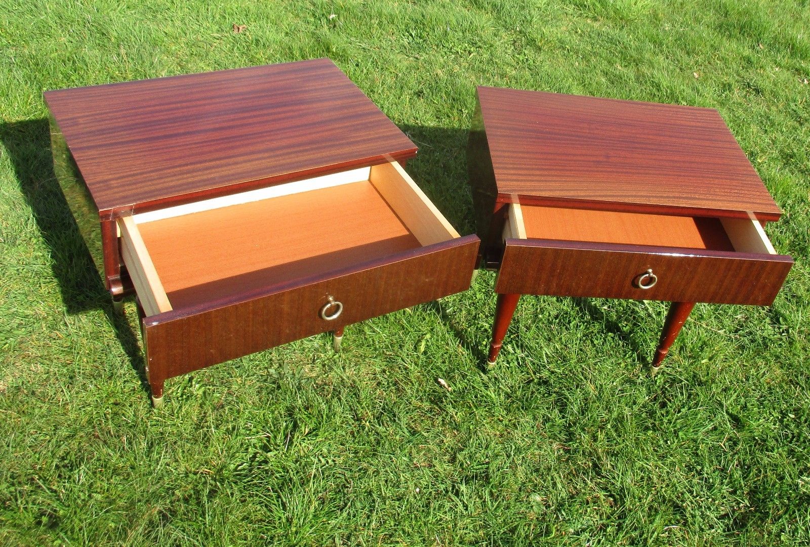 Pair Couple Vintage Nightstands End Tables Mid Century Modern Authentic photo Furniture