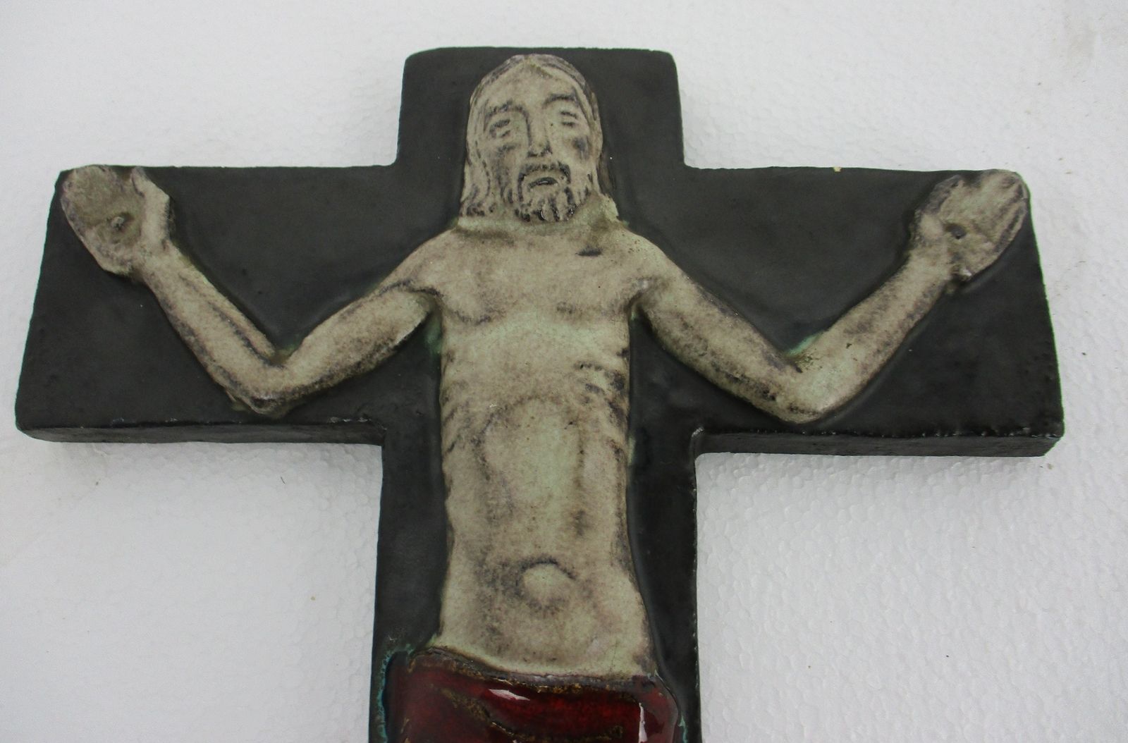 L Mid Century Modern Ceramic Crucifix Era Rogier Vandeweghe Amphora Belgium Styl photo furniture