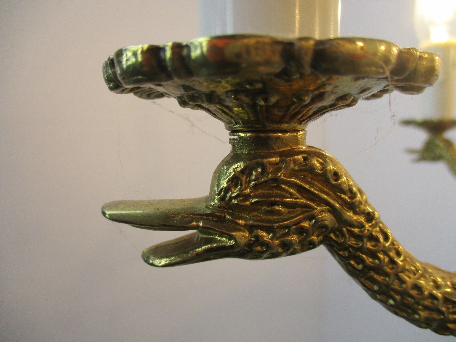 French Empire Pan Chandelier Green Tole Brass 5 Arms Hollywood Regency Ducks Htf photo 408.0