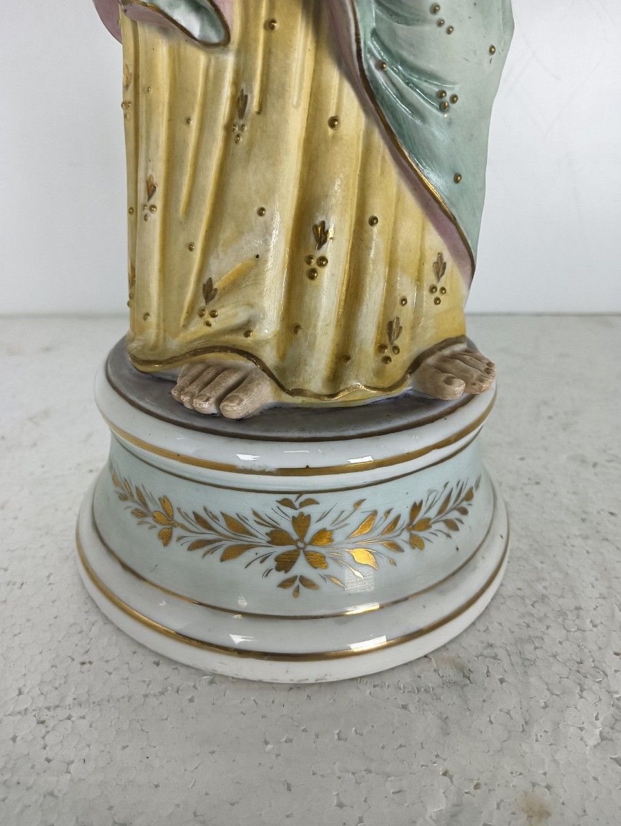 Antique Porcelain Bisque Statue Saint Joseph And Infant Jesus Protector Of Homes photo 198.0