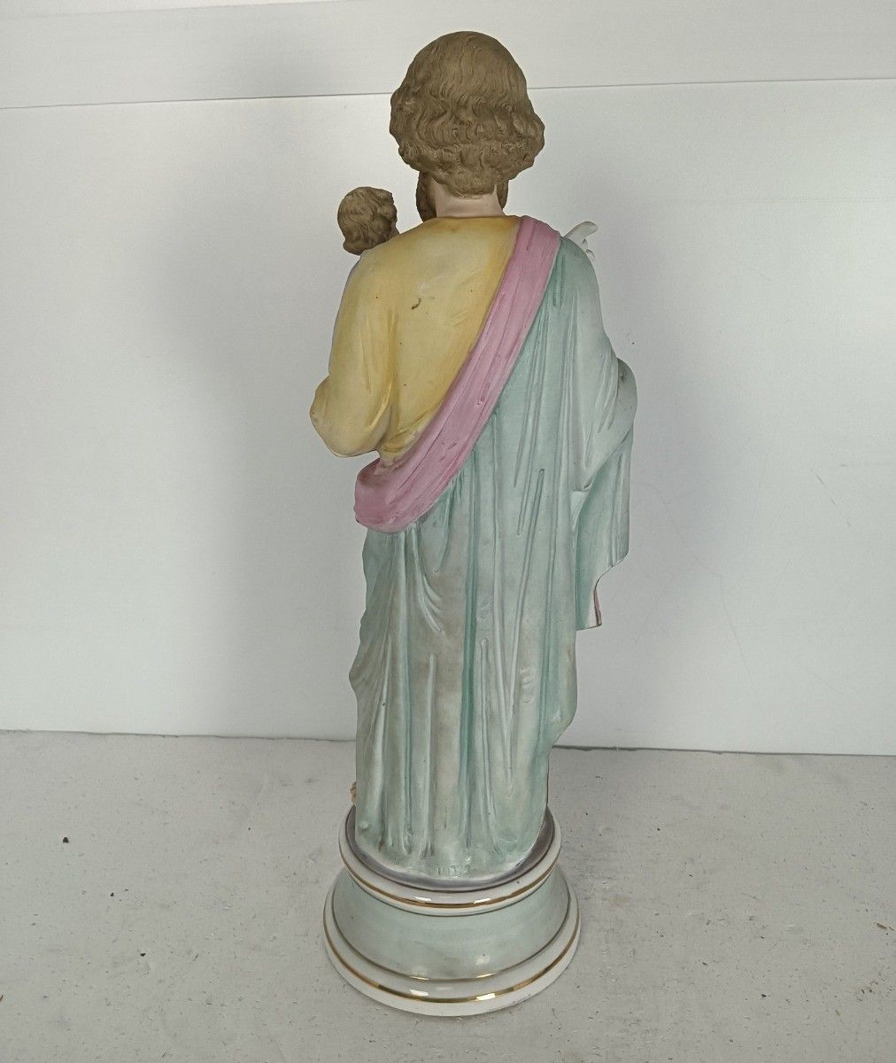 Antique Porcelain Bisque Statue Saint Joseph And Infant Jesus Protector Of Homes photo buy