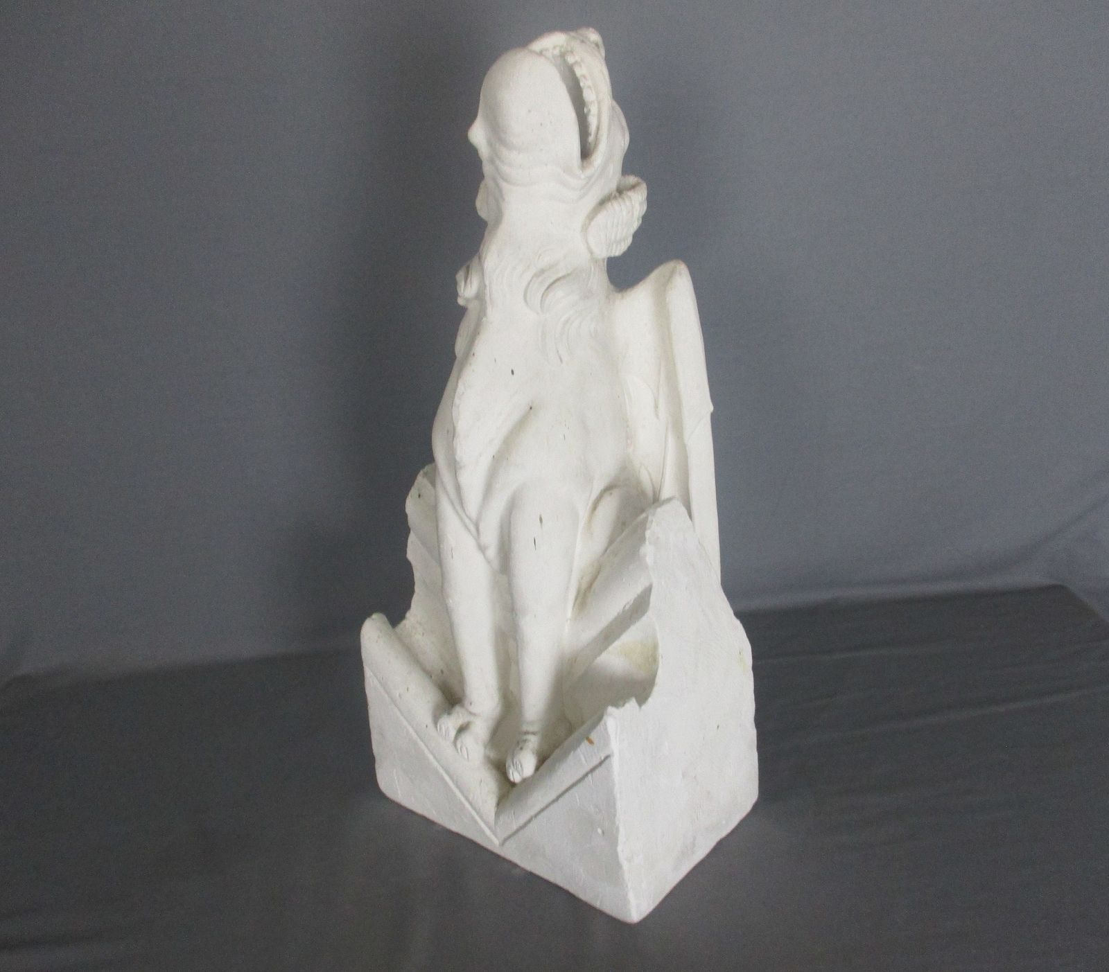 Statue Sculpture  Plaster  Mythology Winged Dog Dragon Gothic Wonderful Rare photo for sale