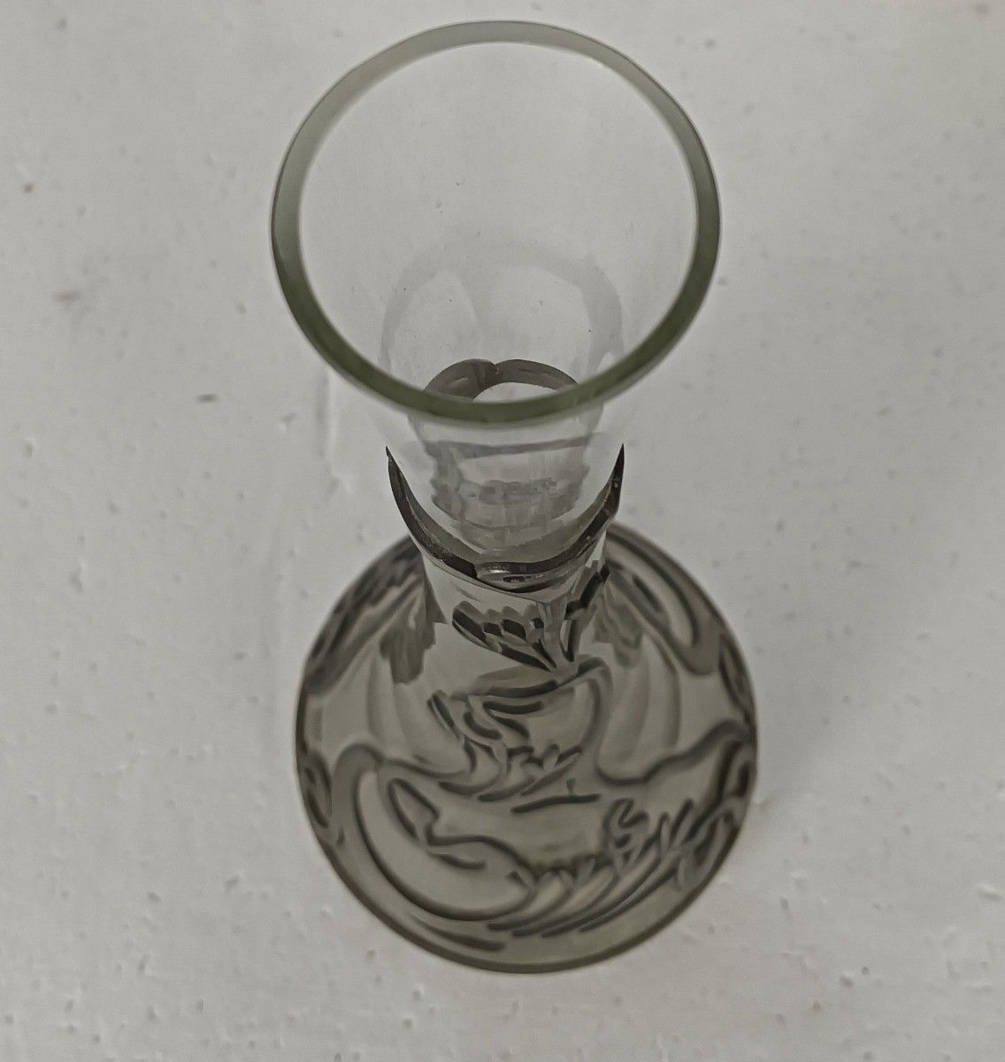 Art Deco Vase Glass Etain Tin Belgium Marked Potstainiers Beautiful photo for sale