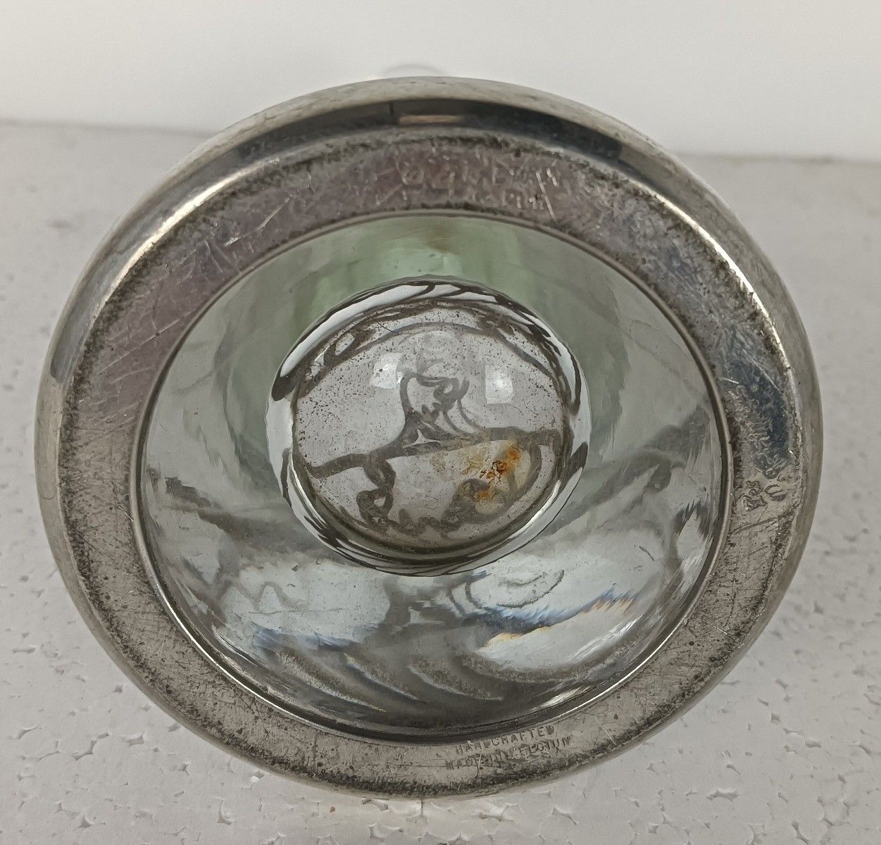 Art Deco Vase Glass Etain Tin Belgium Marked Potstainiers Beautiful photo 202.0