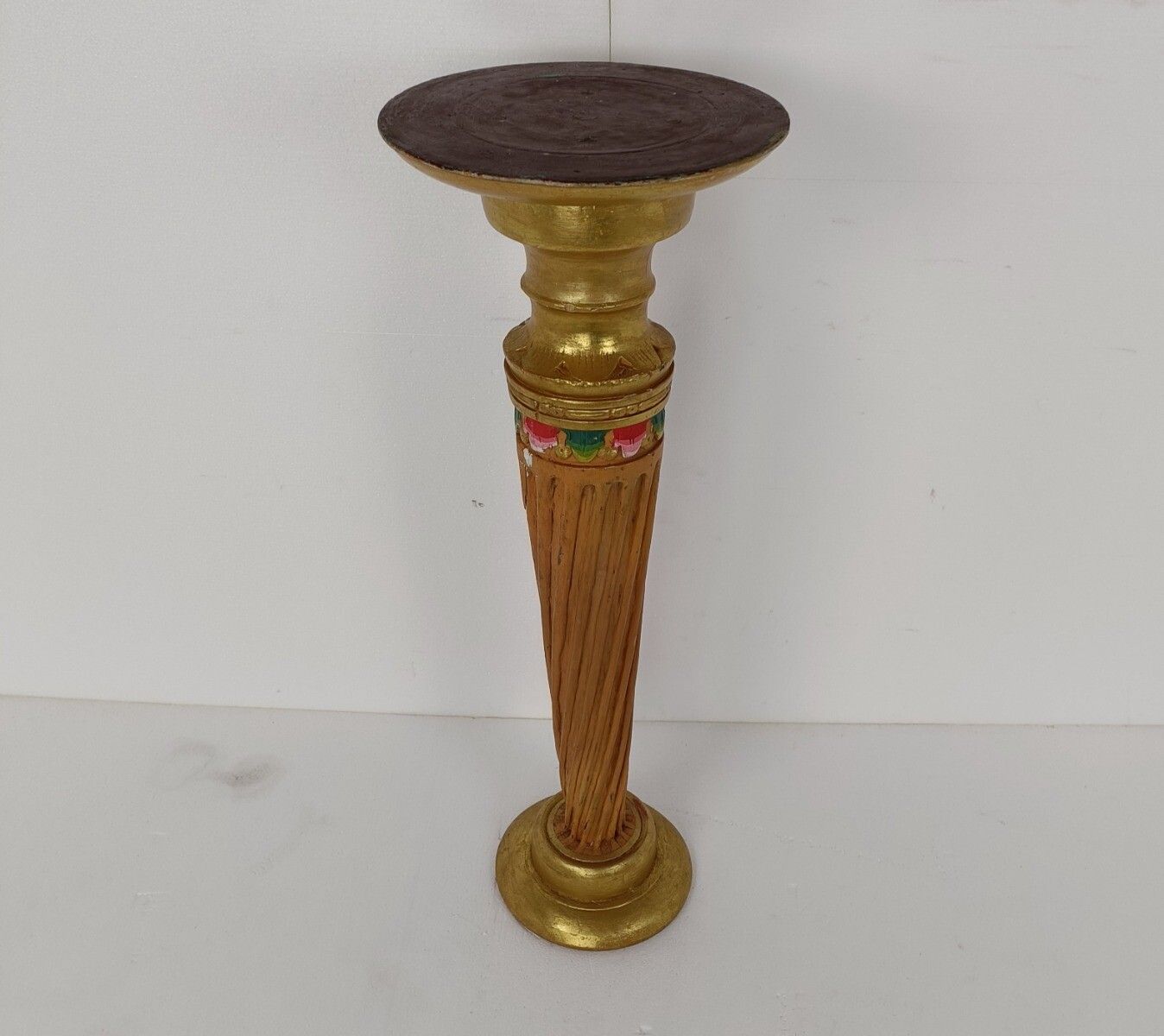 Wooden  Polychrome Side Wine Display Table Pedestal Plant Bonsai Flower Stand photo furniture