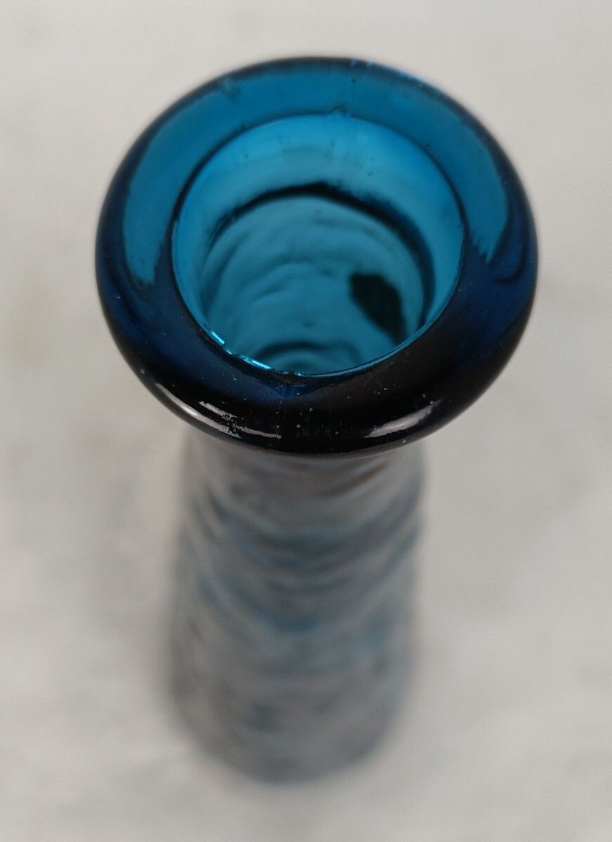 Vintage Retro Art Glass Genie Bottle Vase  Blue Empoli  Italy Italian Retro Pop photo 150.0