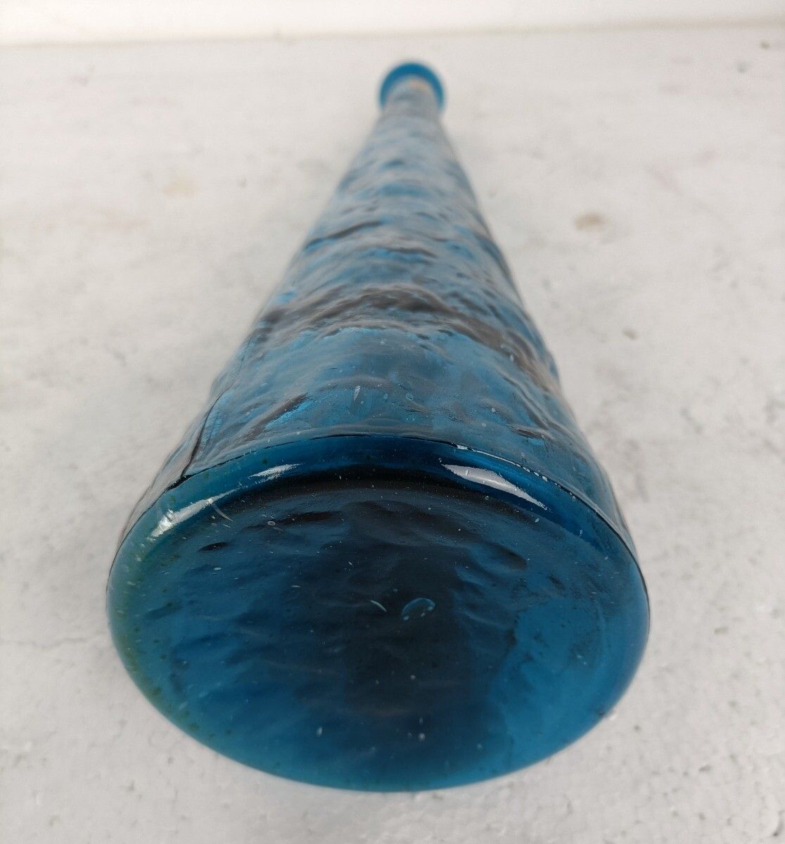 Vintage Retro Art Glass Genie Bottle Vase  Blue Empoli  Italy Italian Retro Pop photo vintage