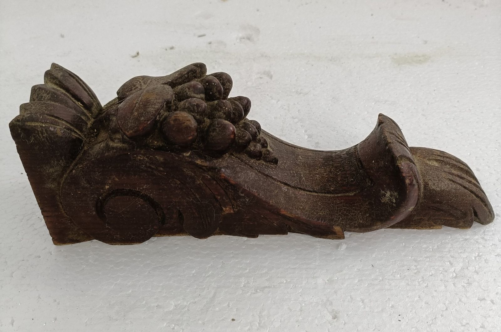 Antique French Carved Wood  Reclaimed Architectural Trim Pediment Salvage Finial photo vinterior