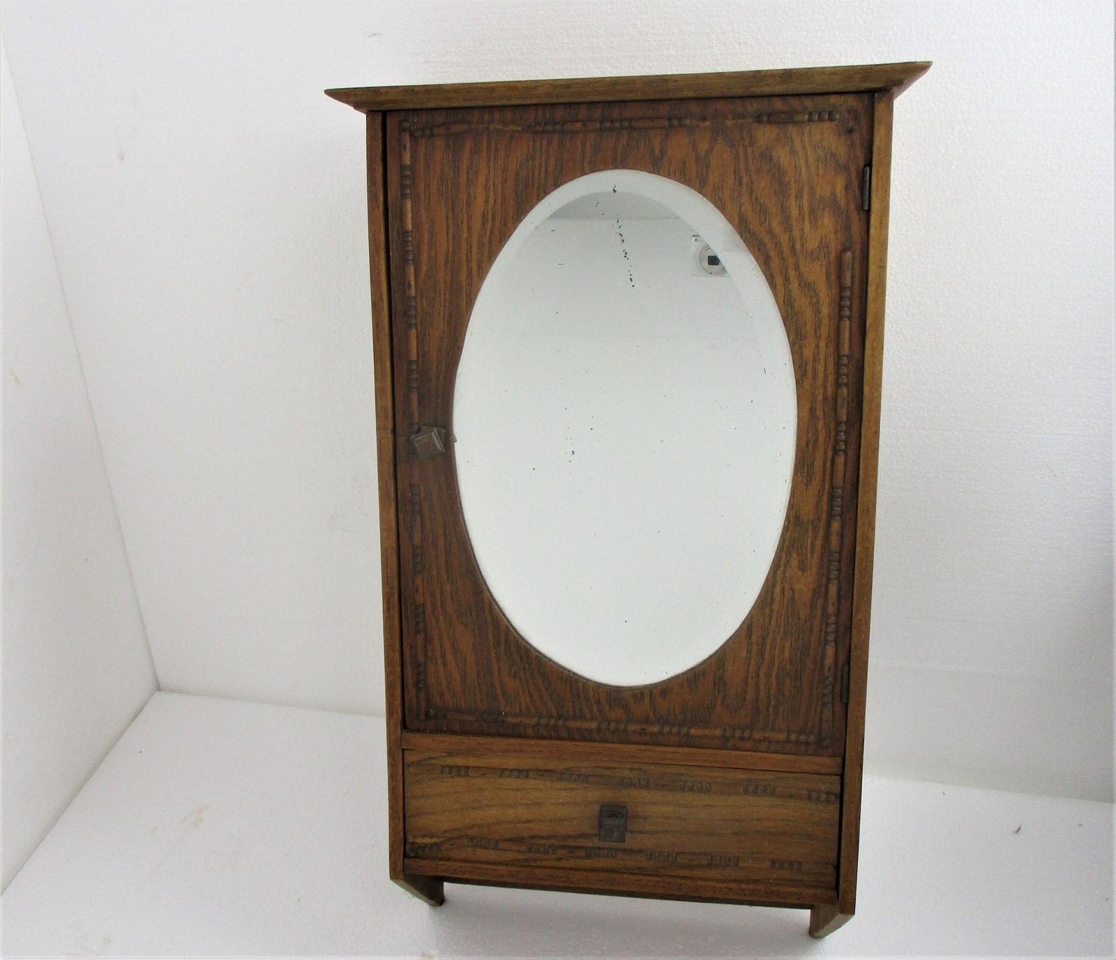 Kitchen Medicine Apothecary Wood Bathroom Cabinet Beveled Glass Wooden Hobnails photo furniture