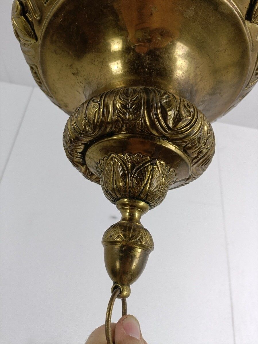 Lighting Antique French Brass  Neo Gothic Sanctuary Lamp Church Ornate Htf photo