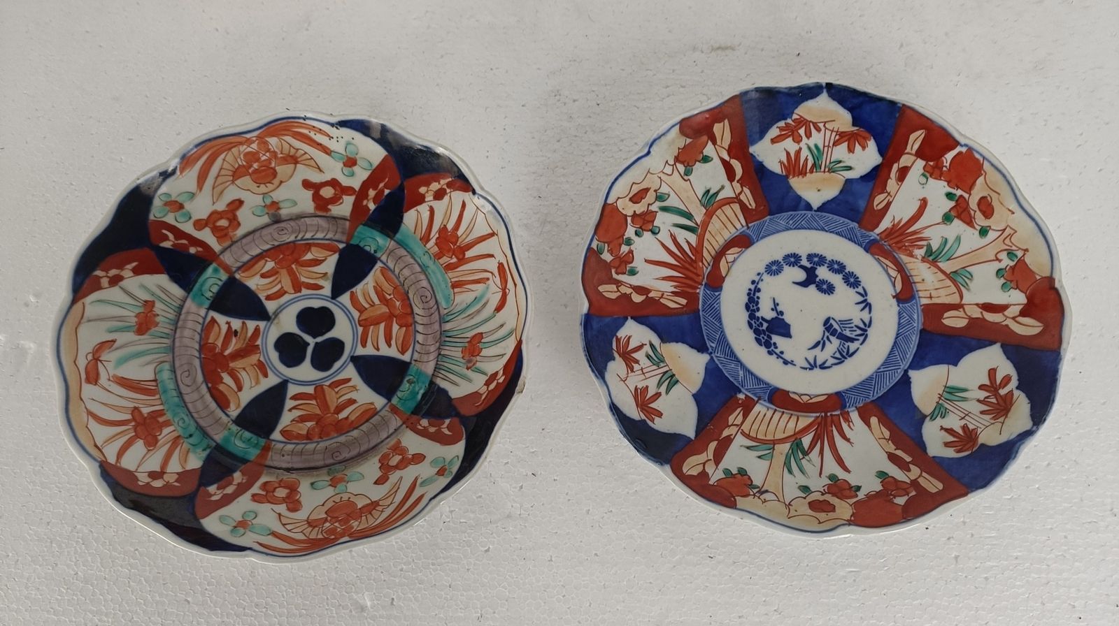 Pair Antique Japanese  Imari Porcelain Dish Platter Plate Scalloped Edge 19th Ce photo buy