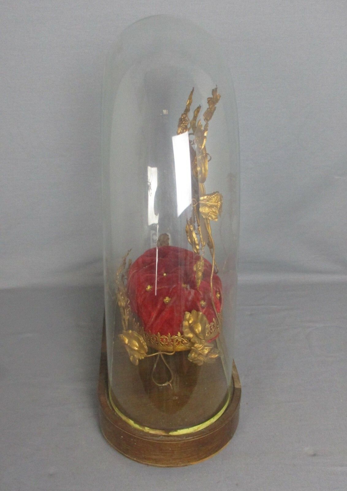 Oval Antique 1800 Victorian French Bridal Wedding Dome Gold Gilt Leafs  Ormolu photo for sale
