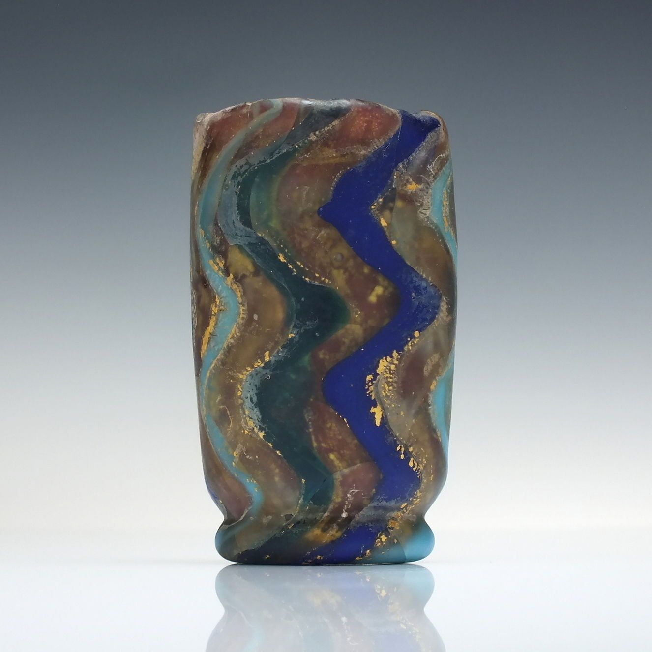 Scarce Hellenistic Roman Ribbon Glass Beaker With Gold Inclusions 50bce   50ce