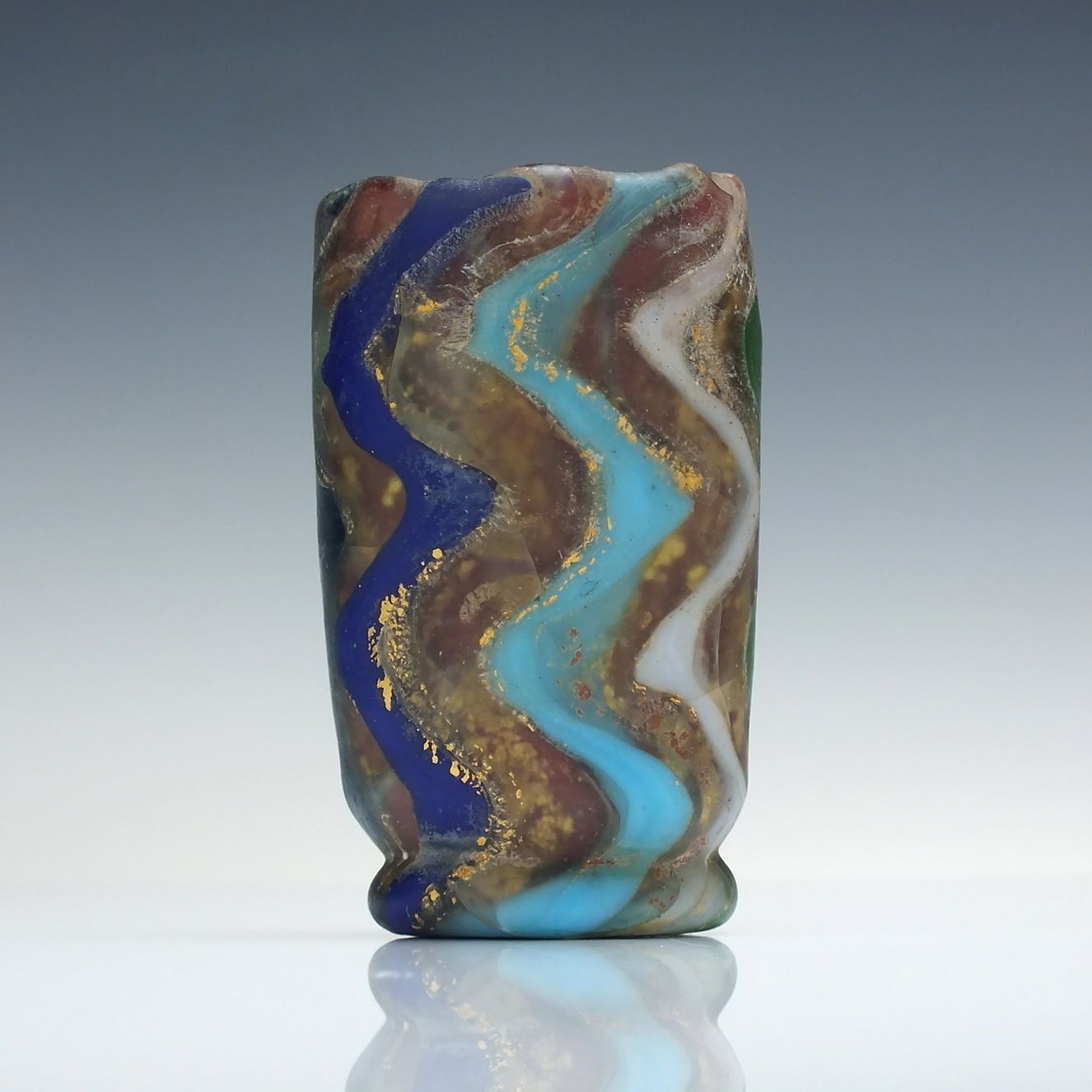 Scarce Hellenistic Roman Ribbon Glass Beaker With Gold Inclusions 50bce   50ce photo for sale