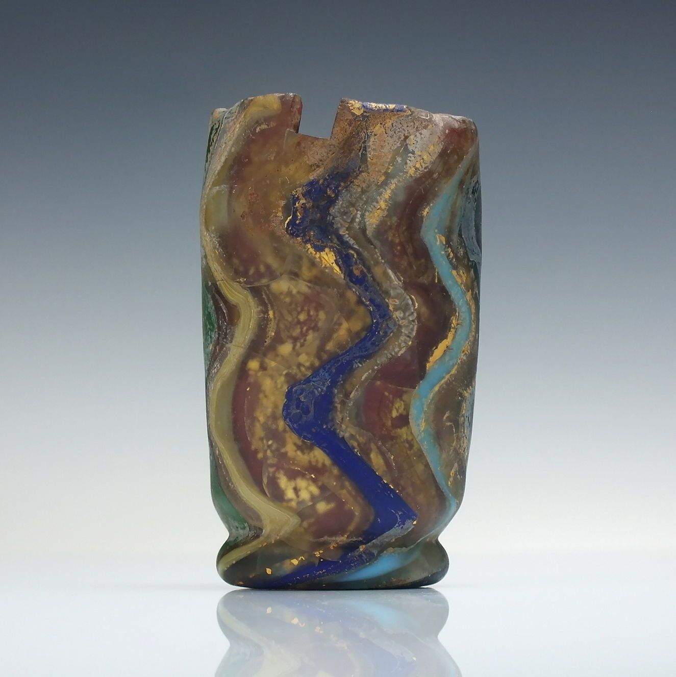 Scarce Hellenistic Roman Ribbon Glass Beaker With Gold Inclusions 50bce   50ce photo 42500.0