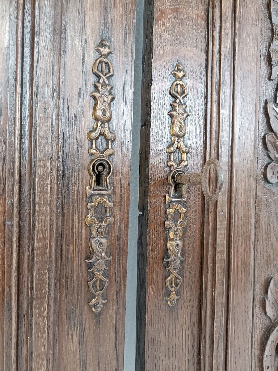 Pair Antique French Hand Carved Wood Oak Door Panels Reclaimed Architectural Flo photo vinterior