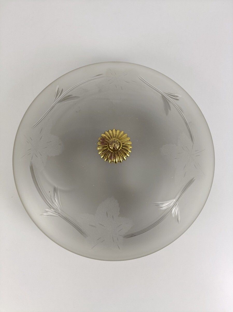 Gorgeous French Ceiling Lamp Fixture Plafonniere Ornate  Flower On Shade photo vinterior