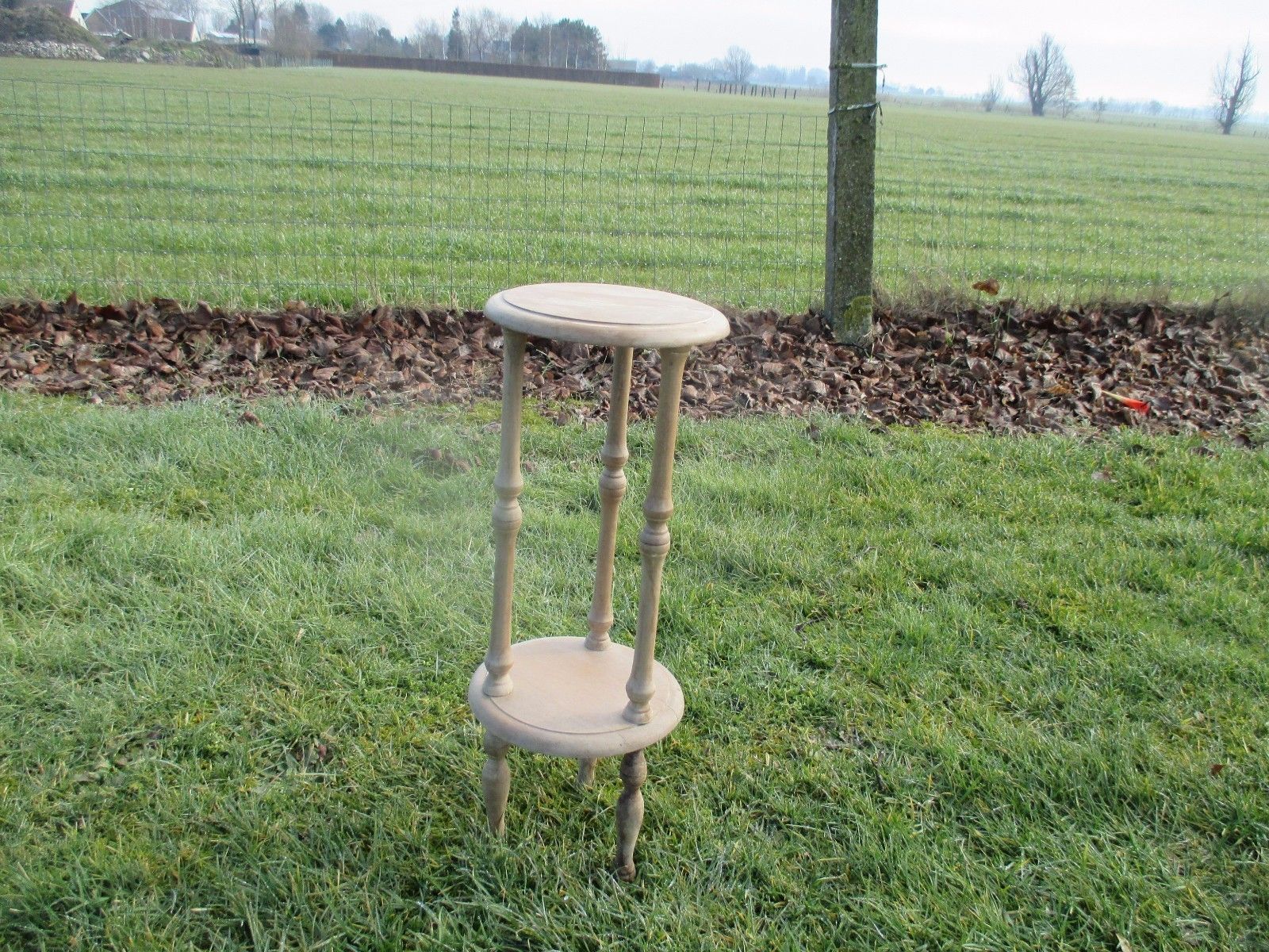 Carved Wood  2 Tier  Pedestal Table Plant Stand Side Table 25.59" photo furniture