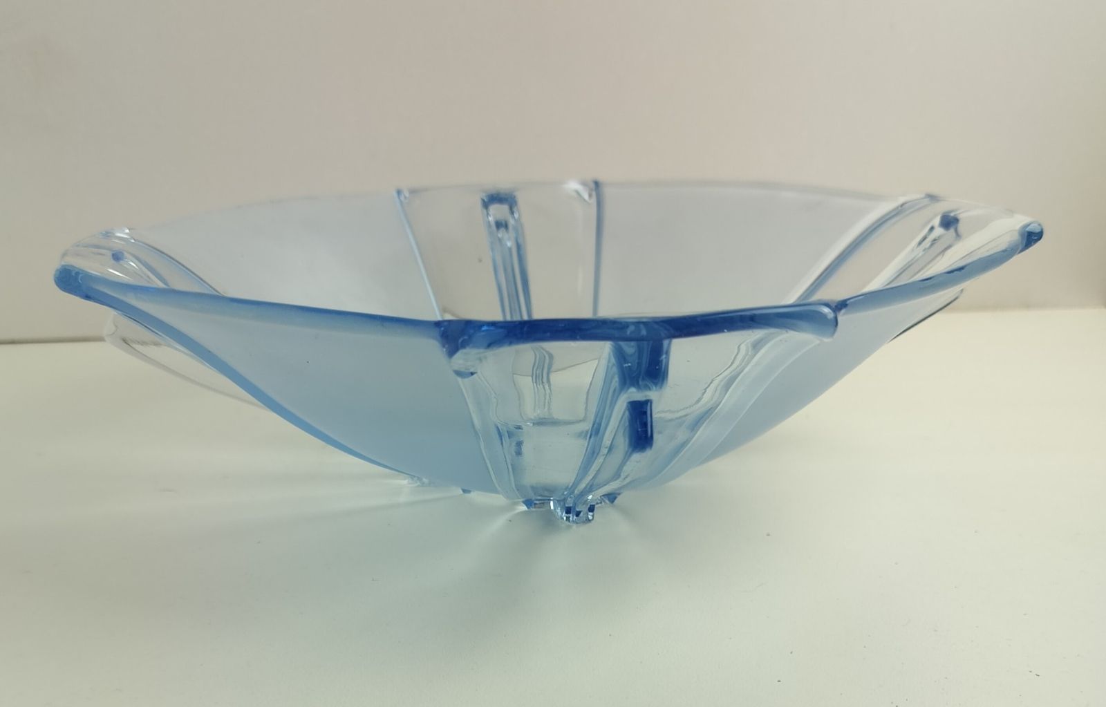 Gorgeous Art Deco Antique Art Depression Glass Rare Blue  Serving  Dish Bowl Col photo Home Decor