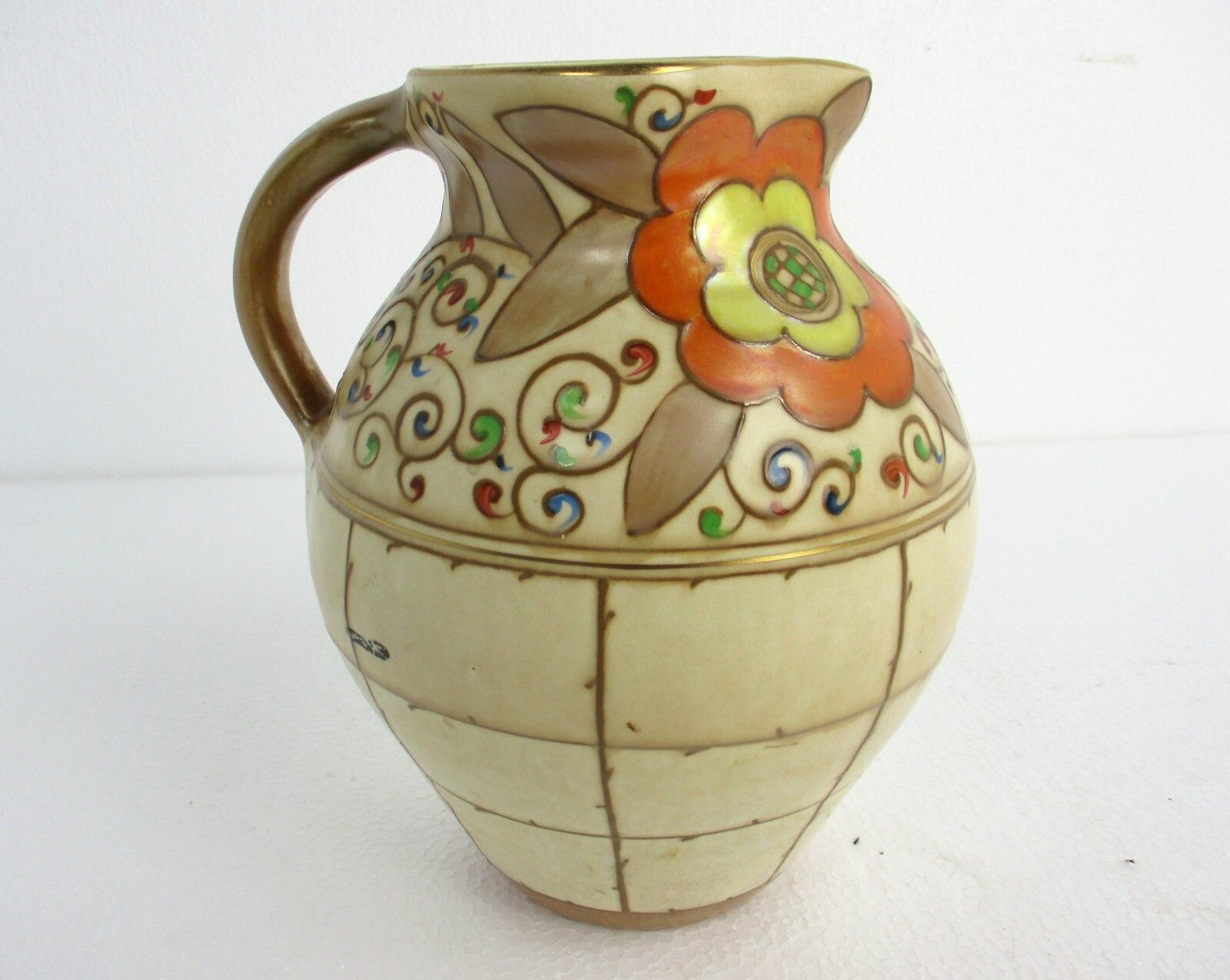 Charlotte Rhead Art Deco Pitcher Jar Ceramic  Bursleyware Hand Painted photo Home Decor