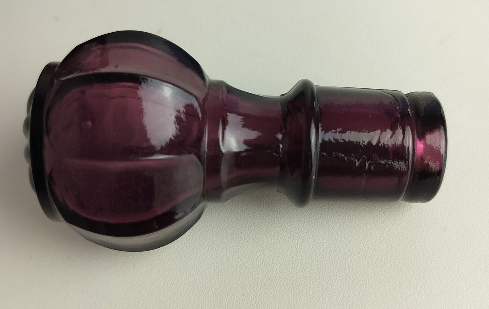 Stunning Amethyst Purple Lidded Bottle Vintage Decorative Art Glass photo vinterior