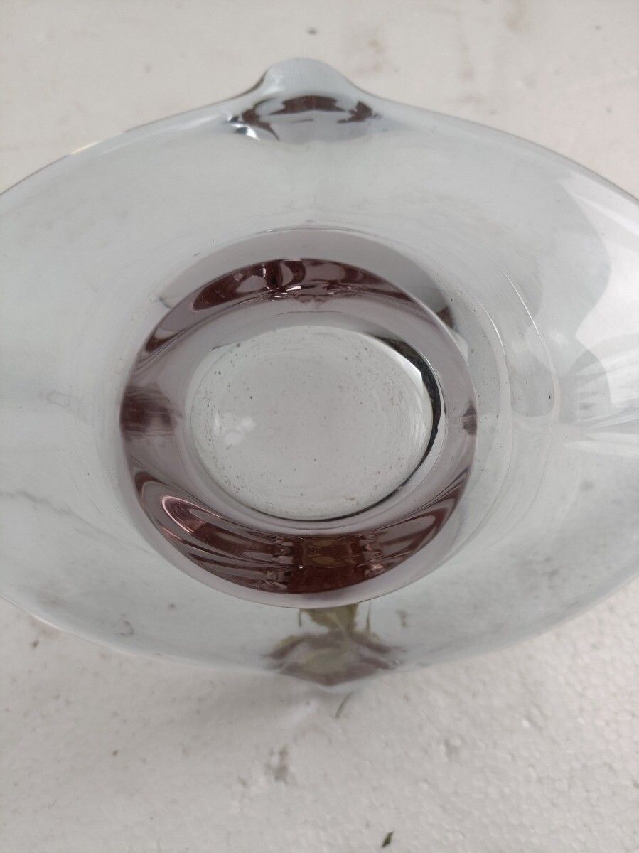 Val St Lambert Belgium Bowl Dish Centerpiece Light  Purple Art Glass Vintage Lar photo vintage