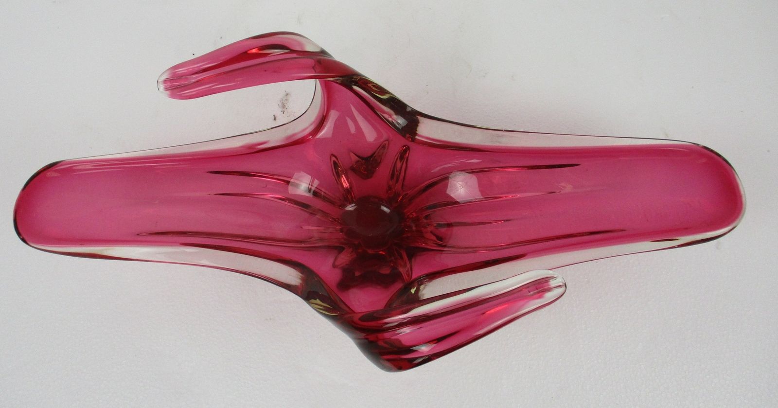 Art Glass Centerpiece Bowl Fruit Dish Cranberry Era Murano Italian Large Gorgeou photo vinterior