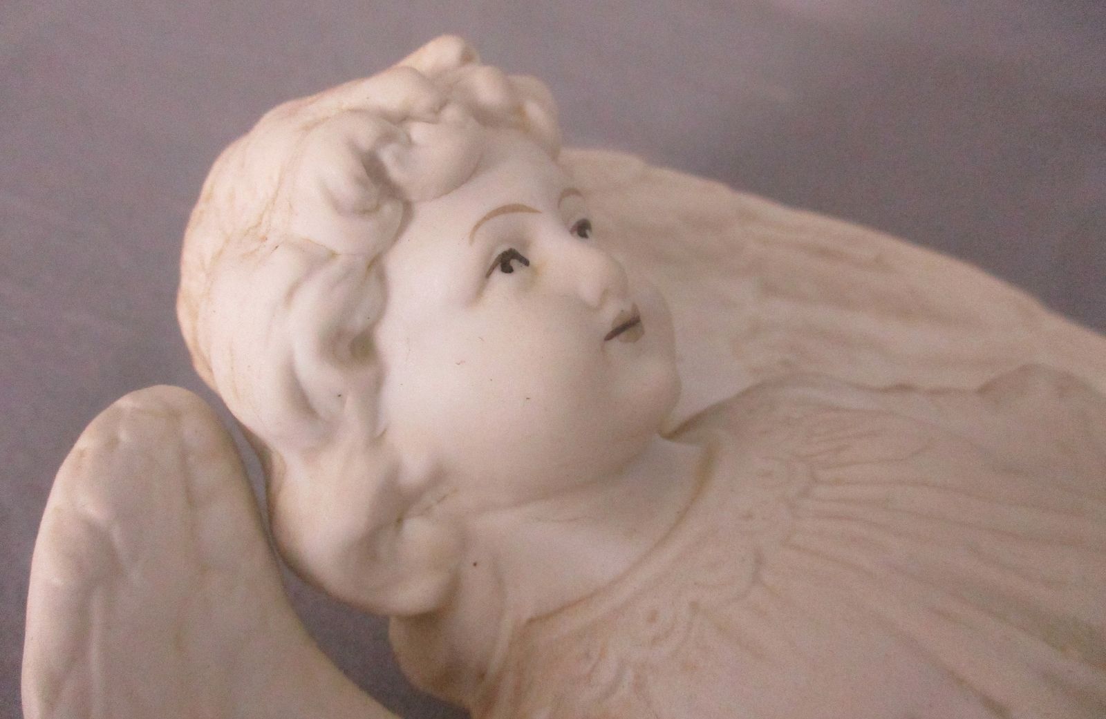 Antique  Holy Water Font Vessel Bisque Angel White Lovely Collector Htf Large photo buy