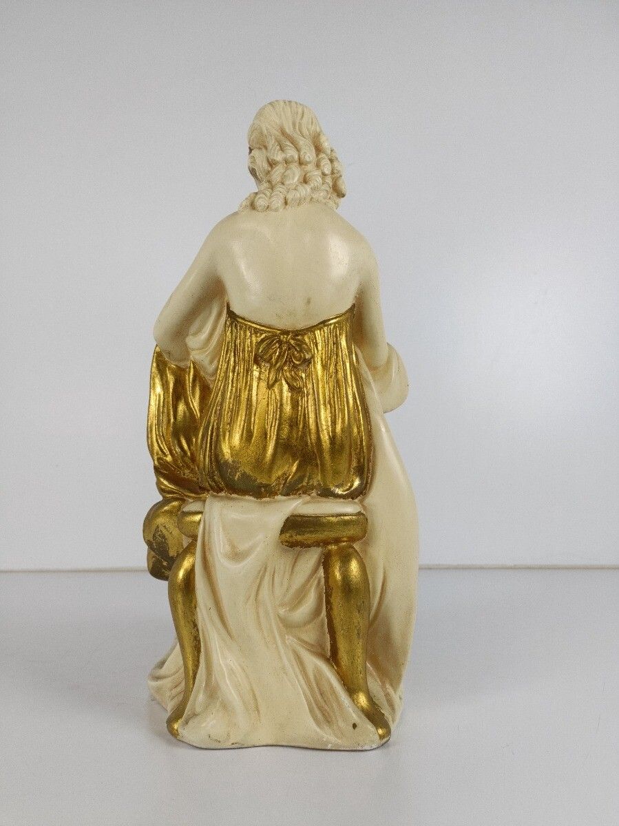 Statue Figurine Sculpture Gold Gilded White Plaster Mother With Child Gorgeous T photo 283.0