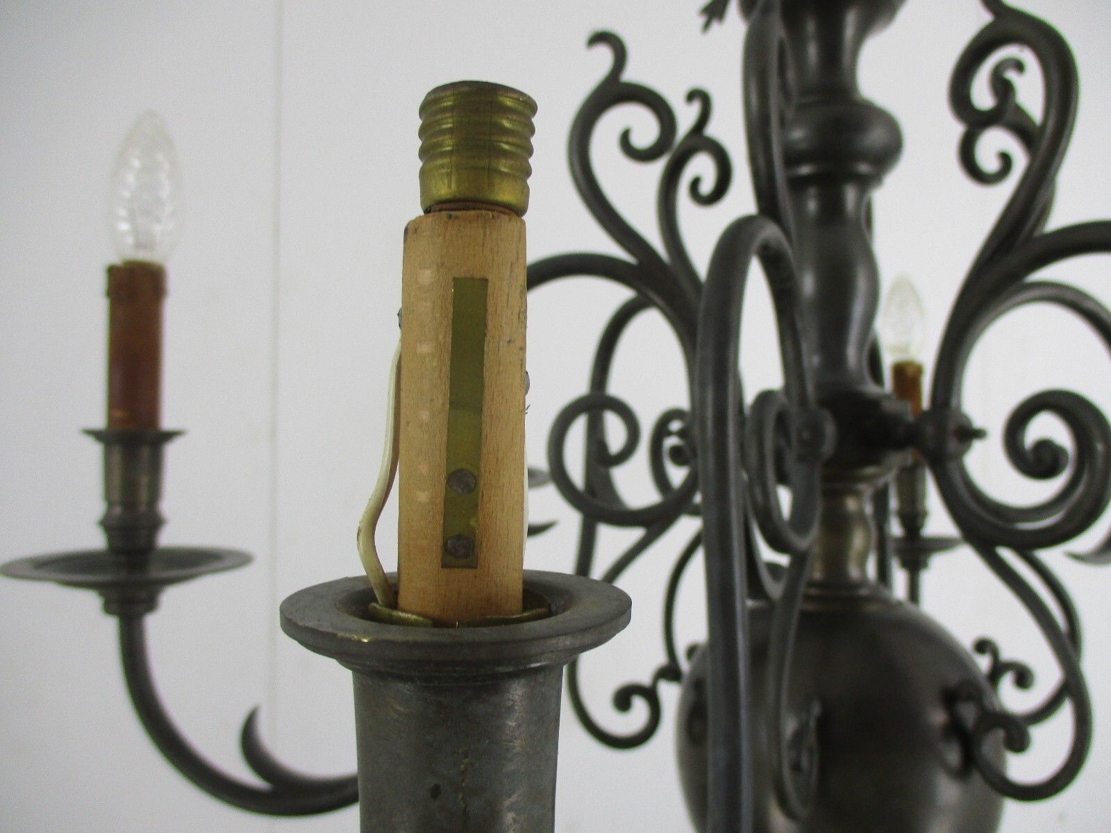 photo for sale Antique Flemish Dutch Double Chandelier 6 Arms Lights Bronze 19th Century  Wow