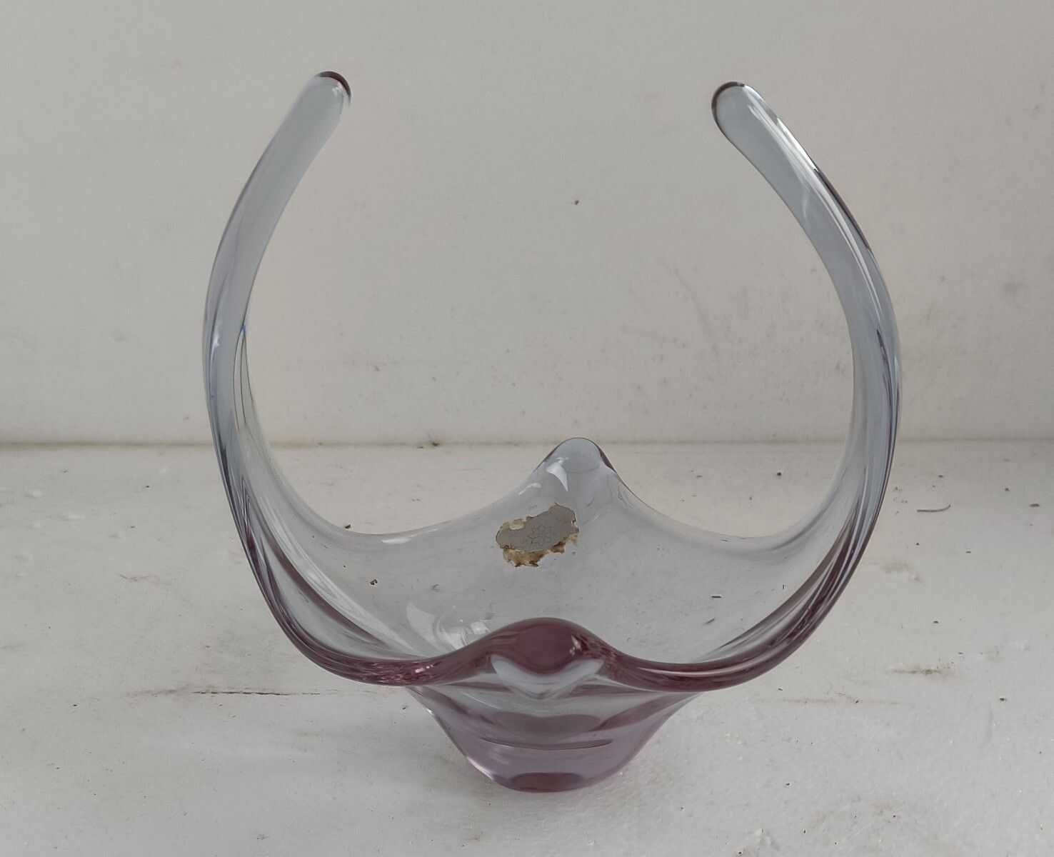 Val St Lambert Belgium Bowl Dish Centerpiece  Art Glass Vintage Light Purple Sma photo furniture